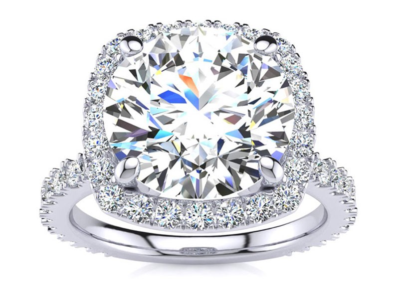 Women's Round Brilliant Halo Diamond Engagement Ring In 14K White Gold