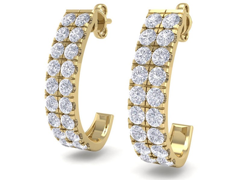 Women's Diamond J Hoop Earrings In 14 Karat Yellow Gold Incredibly Beautiful