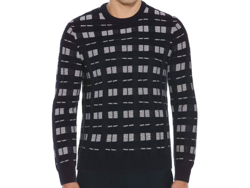 Plaid Mock Neck Sweater For Men