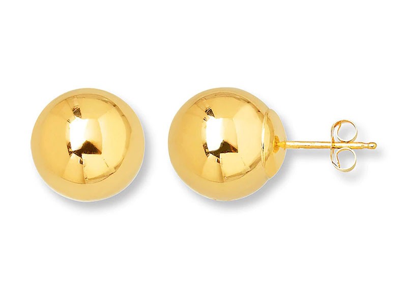 Women's Ball Stud Earrings 10mm 14K Yellow Gold