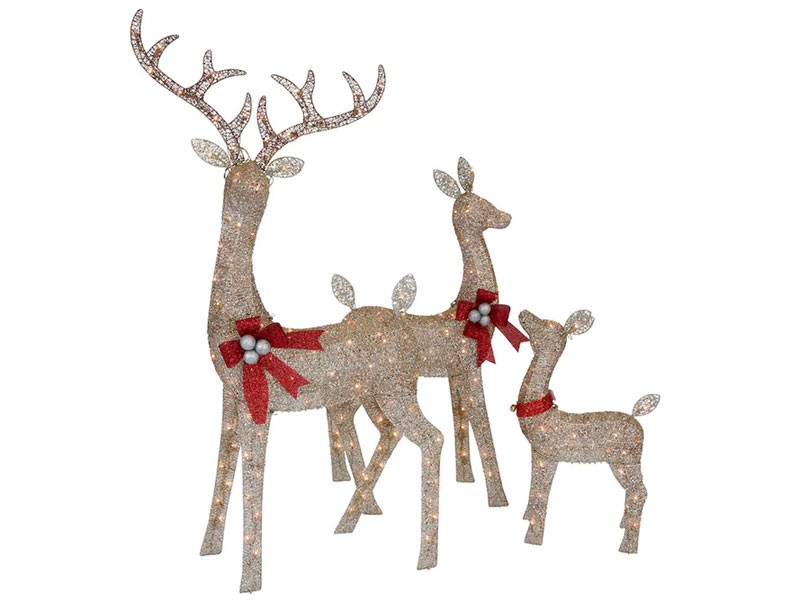 Holiday Living BF HL Champagne Deer Family 3-PC