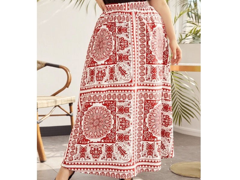 Shein Women's Plus Scarf Print Skirt