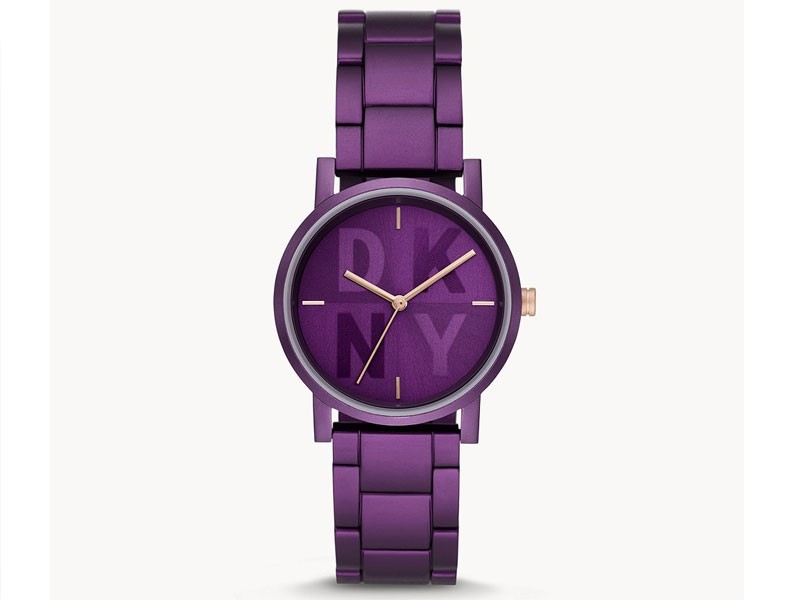 DKNY Soho Three-Hand Purple Aluminum Watch For Women
