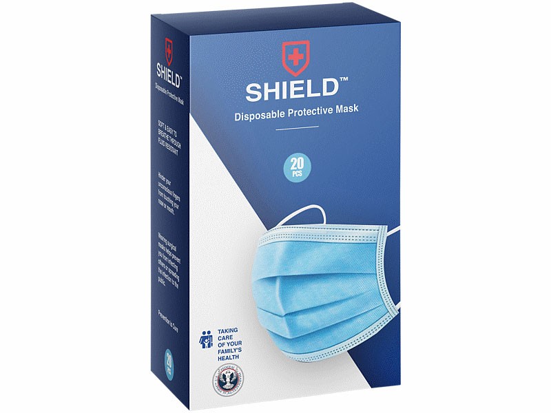Shield Non-Woven 3 Ply Disposable Protective Face Masks