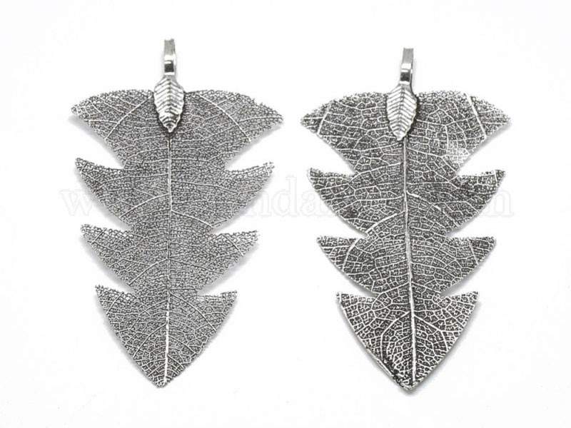 Women's Iron Big Pendants Electroplate Natural Leaf Leaf Antique Silver Plated