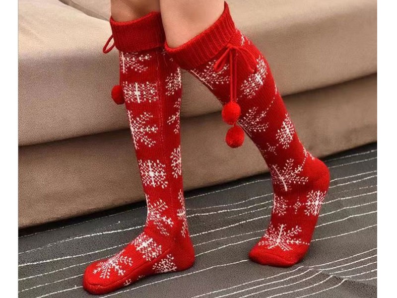Hot Sale Christmas Knitted Knee Socks For Women