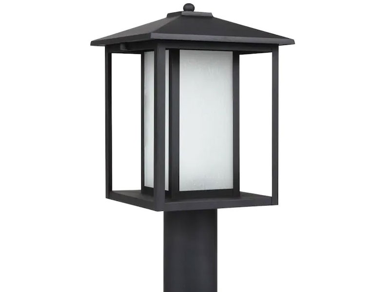 Sea Gull Lighting Hunnington 1-Light Outdoor Black Post Light With LED Bulb