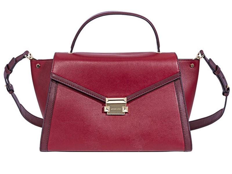 Michael Kors Women's Whitney Large Leather Satchel-Red