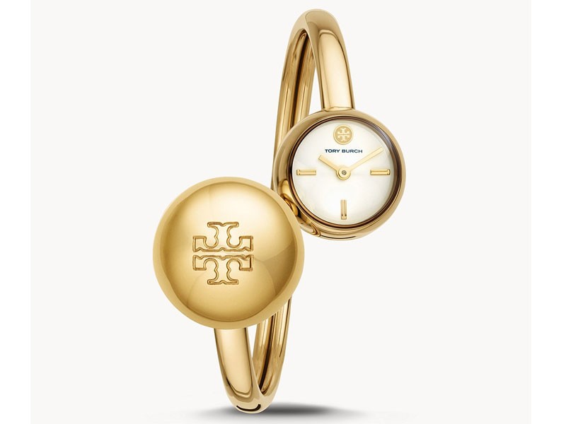 Tory Burch Blair Bangle Two-Hand Gold-Tone Stainless Steel Watch For Women