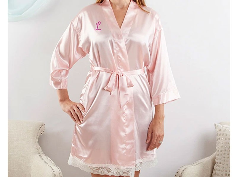 Elegant Lace Kimono Robe Pink