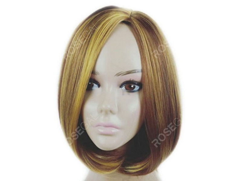 Medium Mixed Color Straight Side Part Bob Synthetic Wig