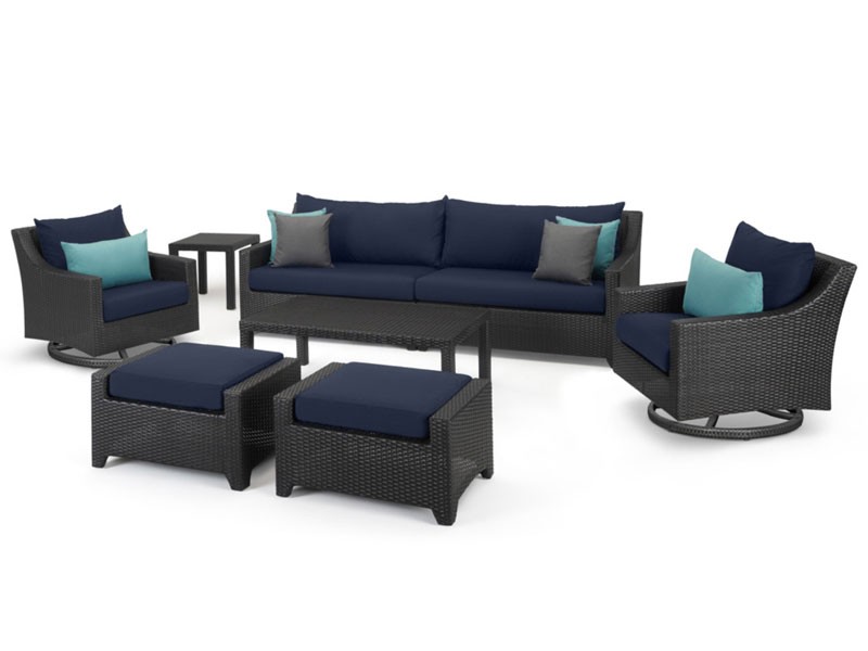 Deco Deluxe 8 Piece Sofa & Club Chair Set Blue