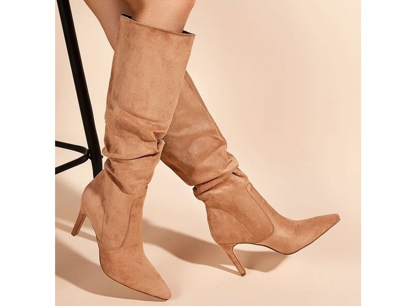 Women's Point Toe Stiletto Heeled Knee Boots
