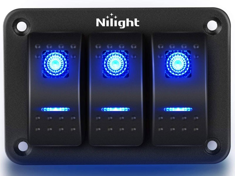 Nilight Gang Aluminum Panel Toggle Dash 5 Pin On/Off Pre-Wired Rocker Switch