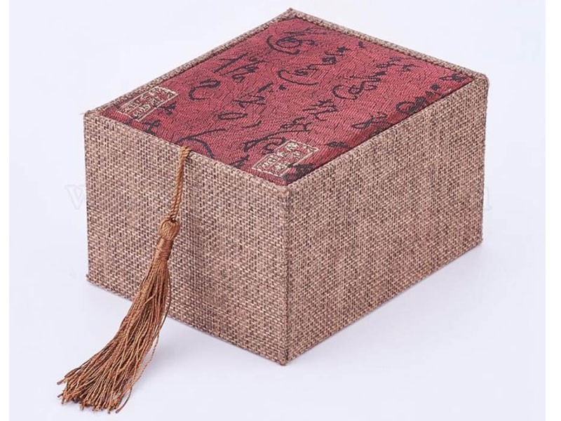 Wooden Bracelet Boxes With Linen And Nylon Cord Tassel