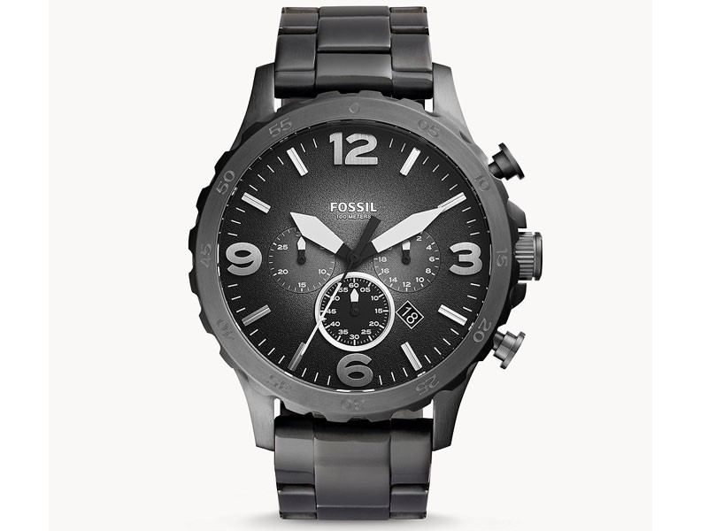Men's Fossil Nate Chronograph Smoke Stainless Steel Watch