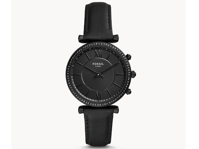 Fossil Hybrid Smartwatch Carlie Black Leather Watch For Women