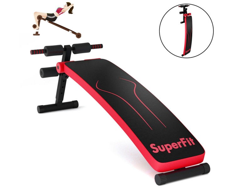Gymax Folding Weight Bench Adjustable Sit-up Board Workout Slant Bench Home Gym