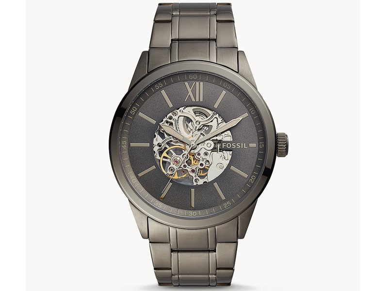Fossil 48mm Flynn Automatic Gunmetal Stainless Steel Watch For Men