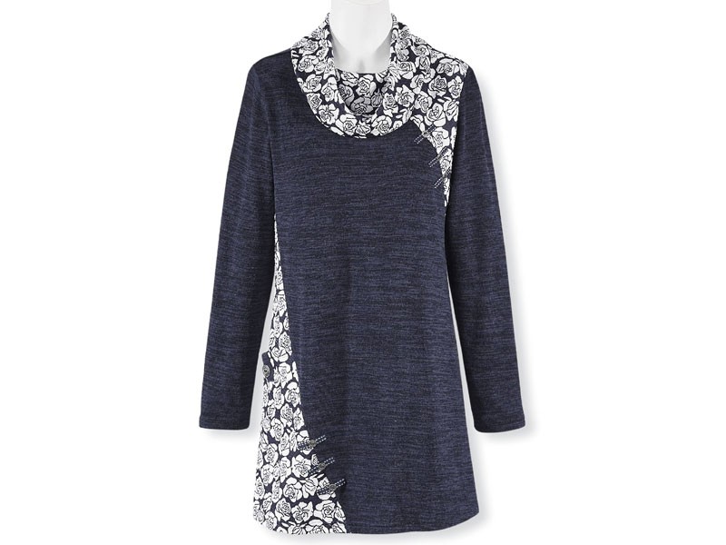 Color Block Floral Tunic For Women