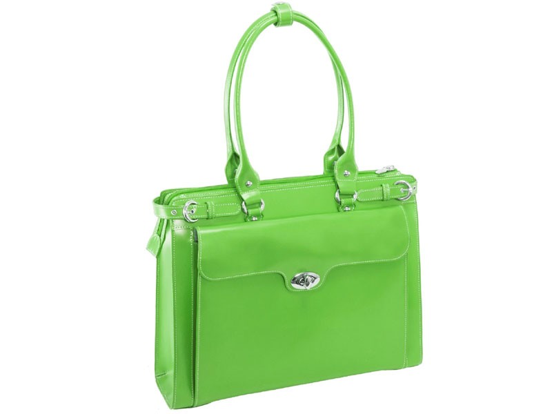McKlein Winnetka Leather Ladies Briefcase With Removable Sleeve Green