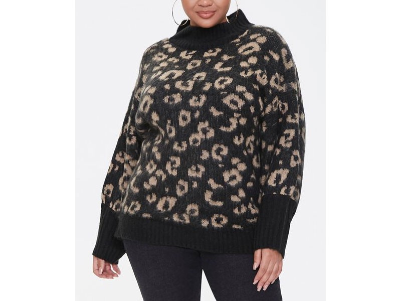Women's Plus Size Leopard Print Sweater