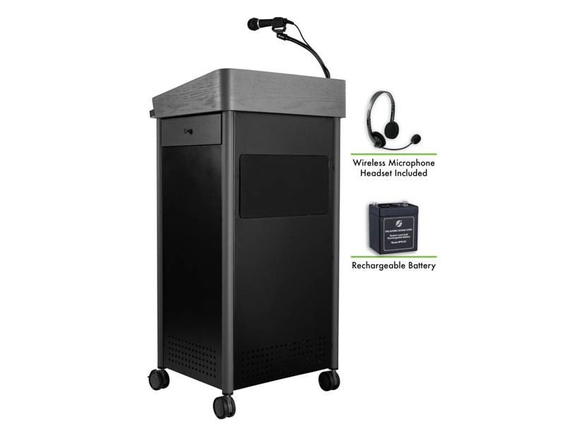 Lectern With Sound & Wireless Headset Mic By National Public Seating
