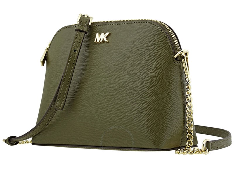 Michael Kors Green Large Crossgrain Leather Dome Crossbody Bag For Women
