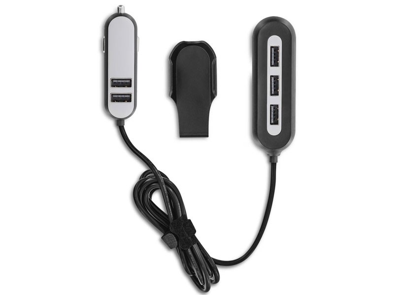 Aduro PowerUp Passenger 5 Port USB Car Charger With Backseat Clip