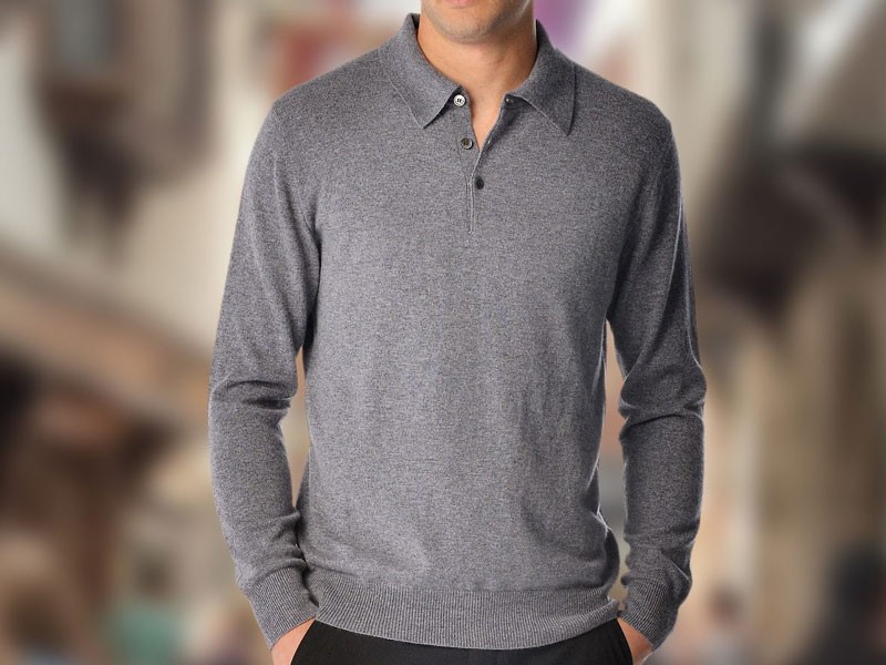 Men’s Pure Cashmere Polo Sweater