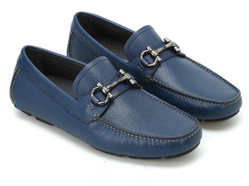 Salvatore Ferragamo Men's Parigi Blue Leather Loafers