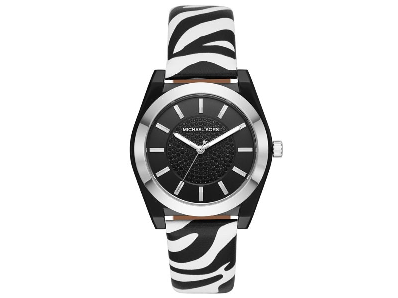 Ladies' Michael Kors Channing Zebra Print Leather Strap Watch MK2856