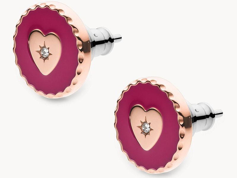 Fossil Pink Stainless Steel Stud Earrings For Women