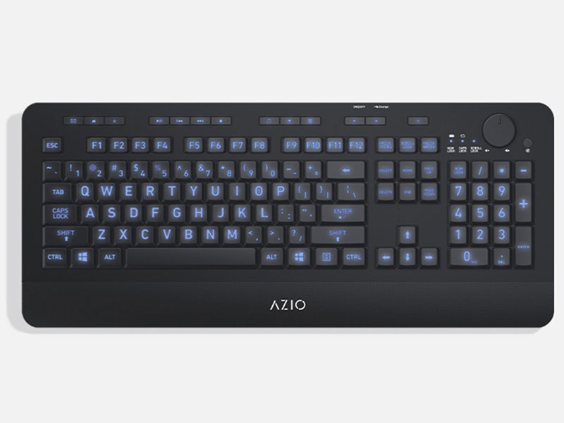 Azio Corp Vision Large-Font Backlit Wireless Keyboard