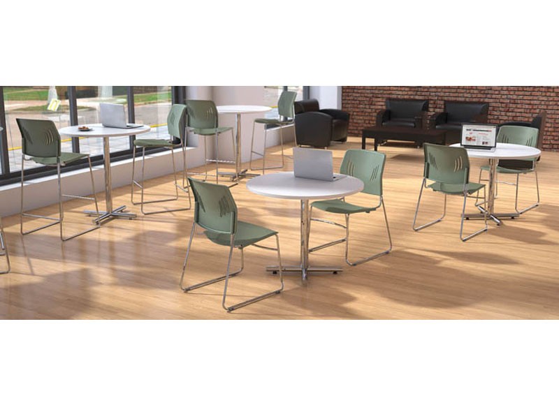 Round Cafeteria Table With Chrome Base By Office Source