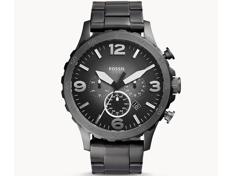 Fossil Men's Nate Chronograph Smoke Stainless Steel Watch