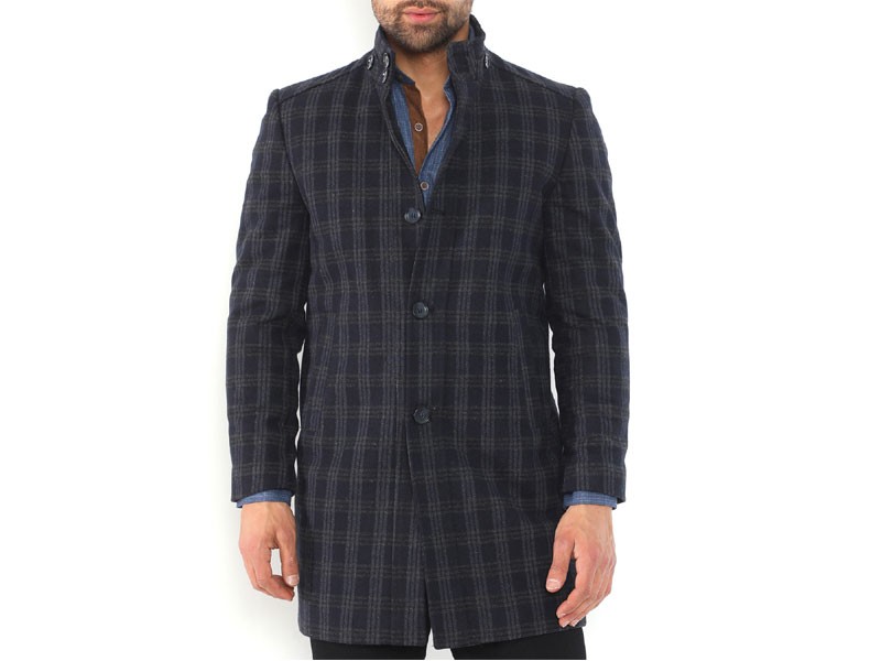 Dewberry Canyon Overcoat Patterned Dark Blue