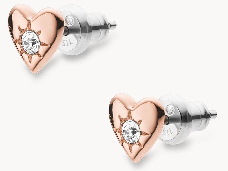 Fossil Rose Gold-Tone Brass Stud Earrings For Women