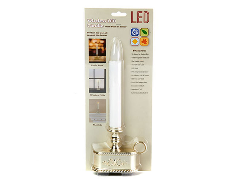 Battery Operated Gold LED Candle With Timer
