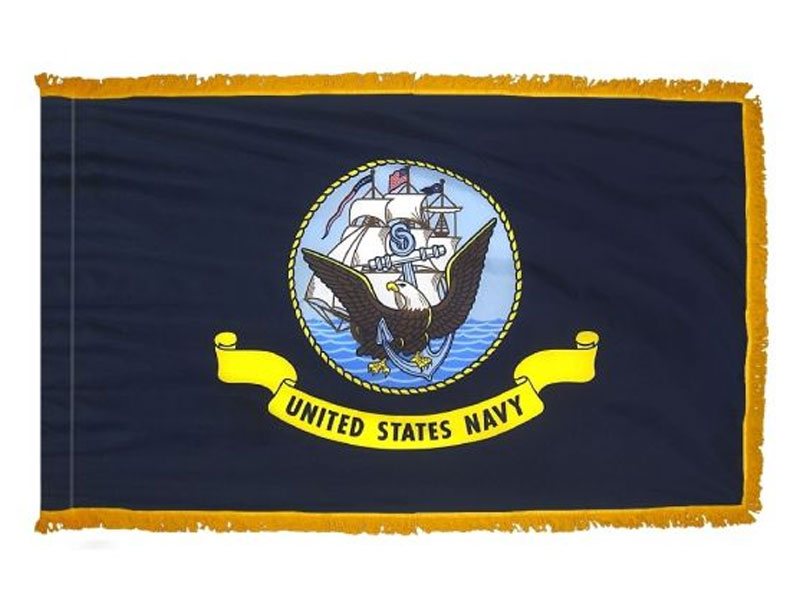 3' X 5' Indoor Fringed Nylon Navy Flag
