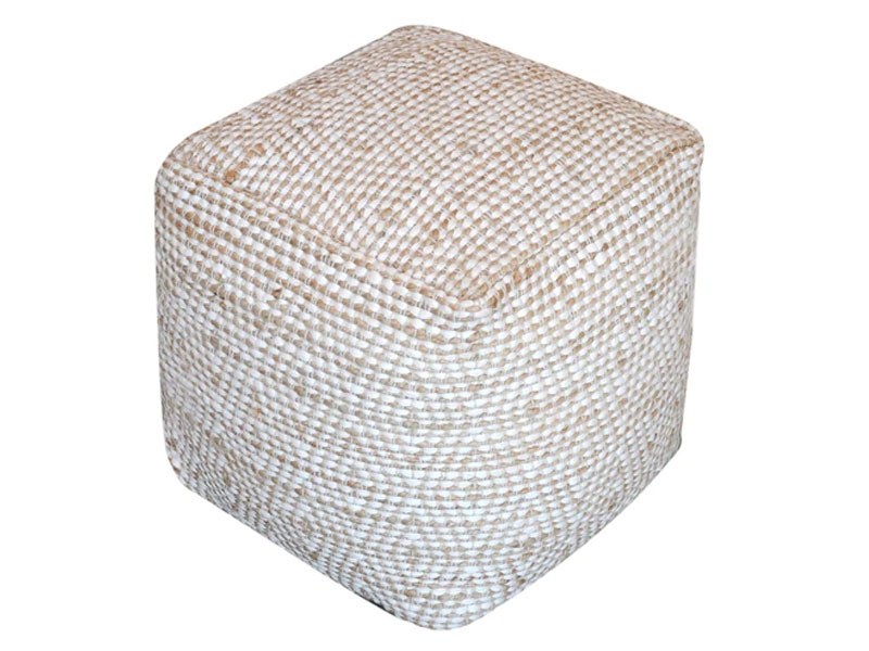Maja Hand-Crafted Boho Fabric Cube Pouf