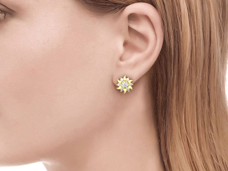 Jeulia Sunflower Sterling Silver Stud Earrings For Women