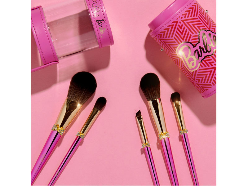 PUR X Barbie Brush'n Sparkle Signature 5-Piece Cruelty Free Brush Set With Bag