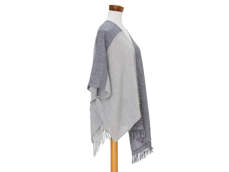 Guatemalan Handwoven Natural And Recycled Cotton Poncho