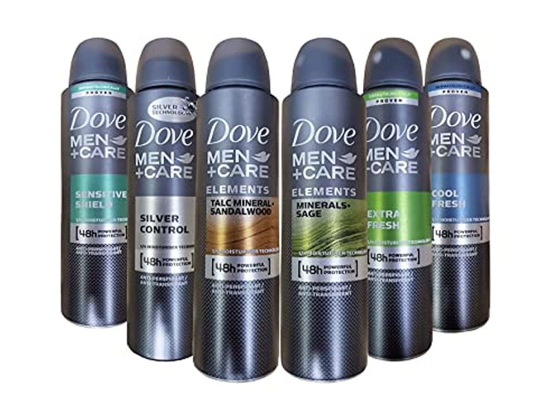 Dove Men+Care Dry Spray Antiperspirant Deodorant 150 ML Pack of 6 Mixed Scents