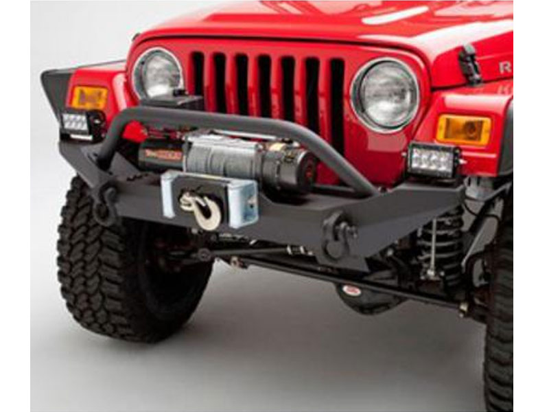 Body Armor Formed Front Bumper with Grille Guard and Winch Mount Black