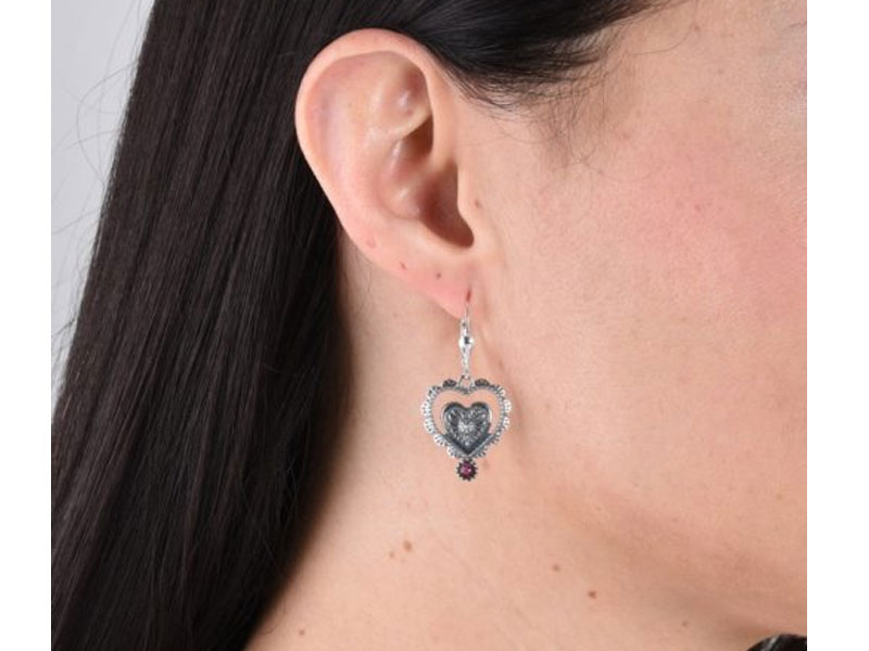 American West Jewelry Women's Sterling Silver Purple Spiny Heart Earrings