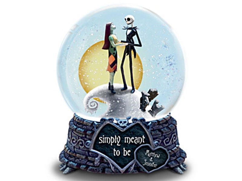 Jack and Sally Meant To Be Personalized Musical Snowglobe