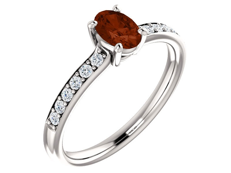 Women's 10 Karat White Gold Choose Your Stone Oval 6 X 4mm Gemstone Ring
