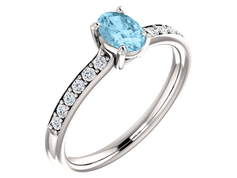 Women's 10 Karat White Gold Choose Your Stone Oval 6 X 4mm Gemstone Ring